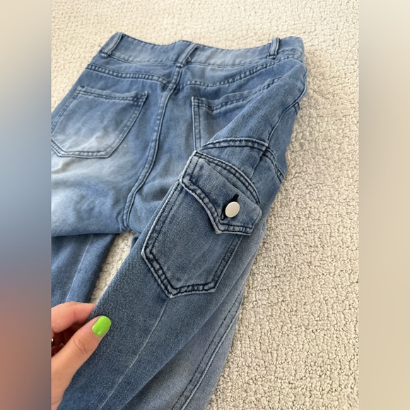 Women's Casual Straight Jeans Cargo Mop Pants Size Small Street Boho Hipster - Picture 4 of 6